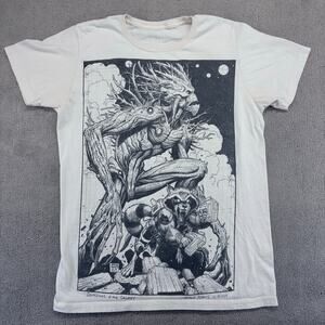 Marvel's Guardians of the Galaxy Shirt Mens Small White Groot and Rocket Raccoon